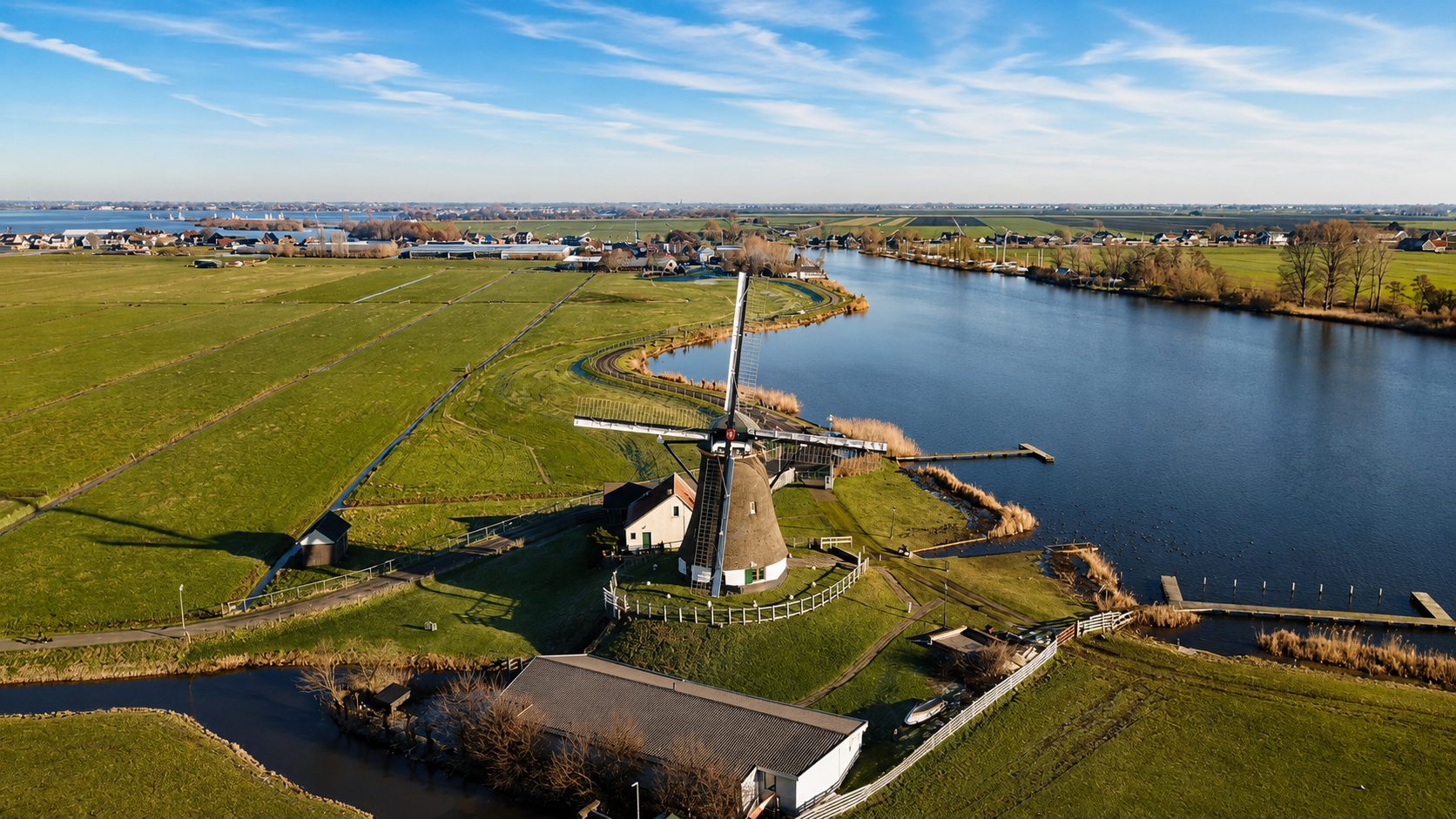 De Veendermolen aan het water in de gemeente Kaag en Braassem